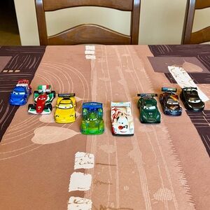 Disney Store Pixar World Grand Prix Set Of Eight PVC Plastic Car Figures